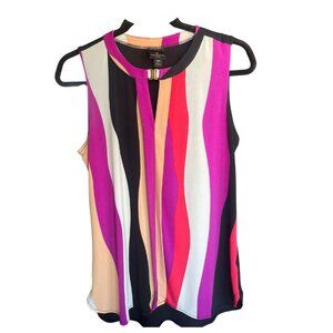 Worthington multi color funky retro style blouse Size Petite Medium